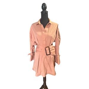 C/MEO COLLECTIVE Oversized Belted Dress – Statement Artwork, Size S